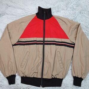 Vintage‎ Field & Stream Jacket Mens 44L Biege Windbreaker Pockets Zip Up Chore